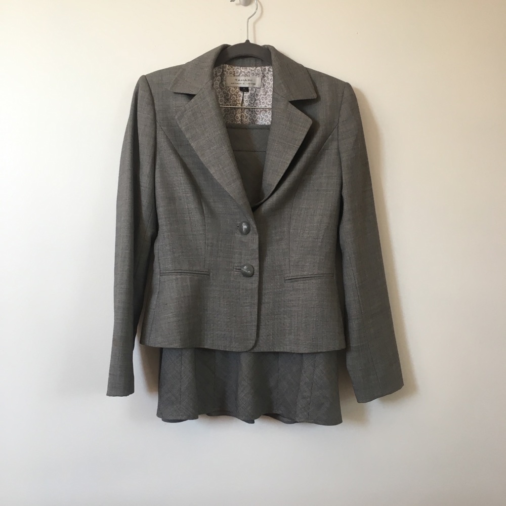 Gray Tahari Skirt Suit